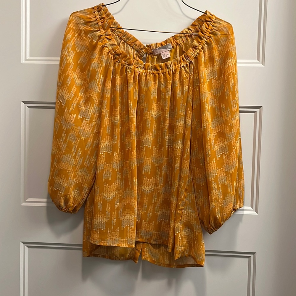 Forever 21 burnt orange/camel lightweight patterned blouse, size S